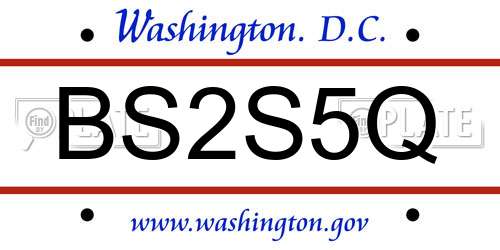 BS2S5Q District Of Columbia License Plate