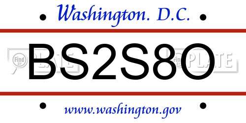 BS2S8O District Of Columbia License Plate