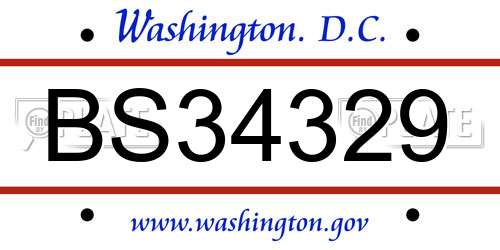 BS34329 District Of Columbia License Plate