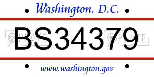 BS34379 District Of Columbia License Plate