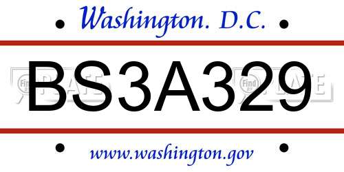 BS3A329 District Of Columbia License Plate
