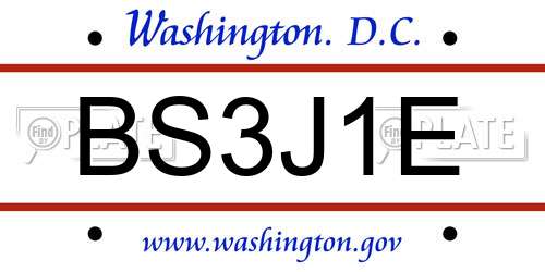 BS3J1E District Of Columbia License Plate