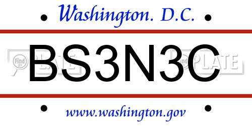 BS3N3C District Of Columbia License Plate