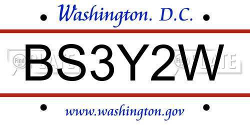 BS3Y2W District Of Columbia License Plate