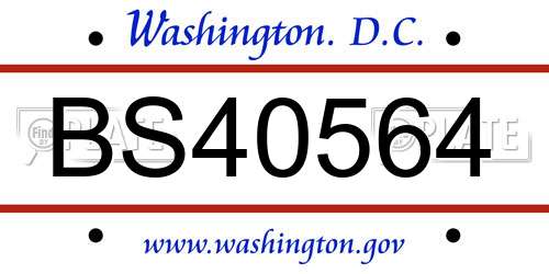 BS40564 District Of Columbia License Plate