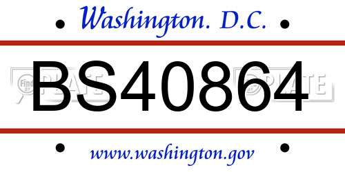 BS40864 District Of Columbia License Plate