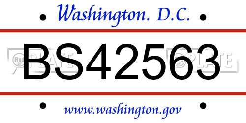 BS42563 District Of Columbia License Plate