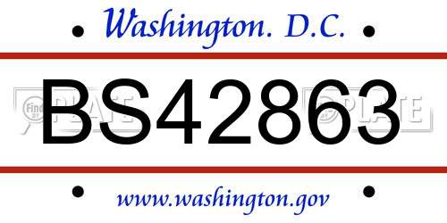 BS42863 District Of Columbia License Plate