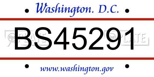 BS45291 District Of Columbia License Plate