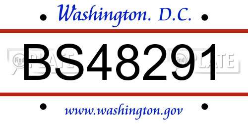 BS48291 District Of Columbia License Plate