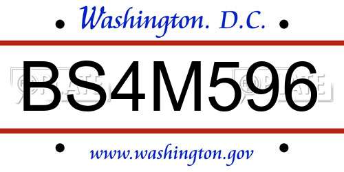 BS4M596 District Of Columbia License Plate