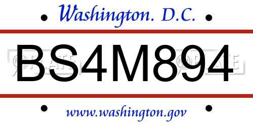 BS4M894 District Of Columbia License Plate