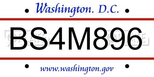 BS4M896 District Of Columbia License Plate