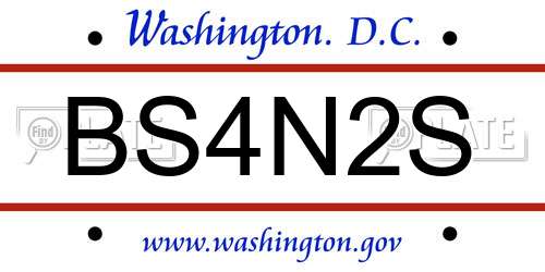 BS4N2S District Of Columbia License Plate