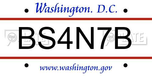 BS4N7B District Of Columbia License Plate