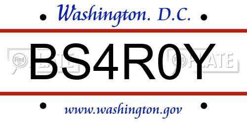 BS4R0Y District Of Columbia License Plate