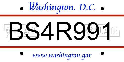 BS4R991 District Of Columbia License Plate