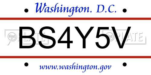 BS4Y5V District Of Columbia License Plate