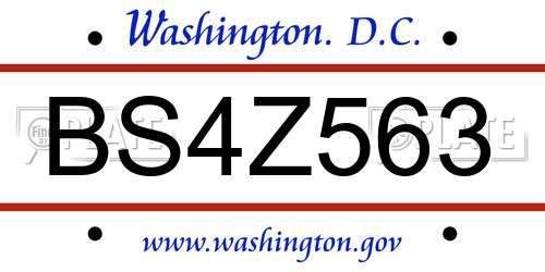 BS4Z563 District Of Columbia License Plate