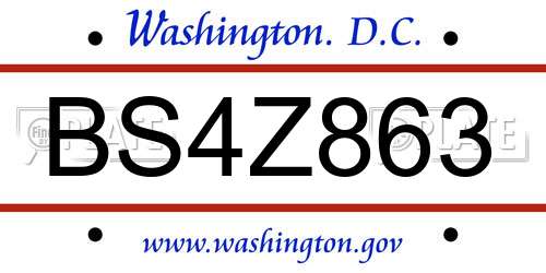 BS4Z863 District Of Columbia License Plate