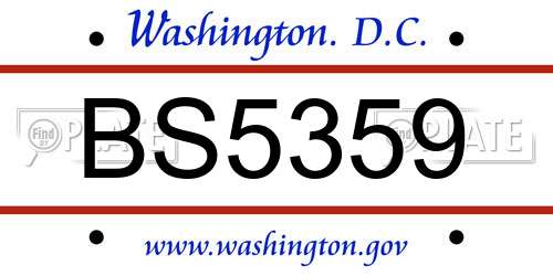 BS5359 District Of Columbia License Plate