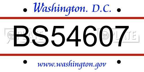BS54607 District Of Columbia License Plate