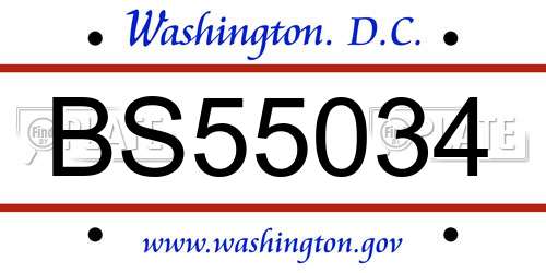 BS55034 District Of Columbia License Plate