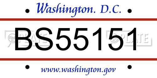 BS55151 District Of Columbia License Plate