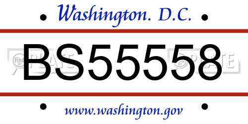 BS55558 District Of Columbia License Plate