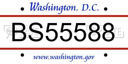 BS55588 District Of Columbia License Plate