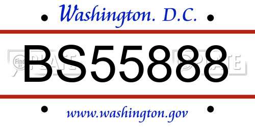 BS55888 District Of Columbia License Plate