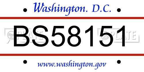 BS58151 District Of Columbia License Plate