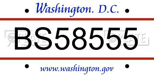 BS58555 District Of Columbia License Plate