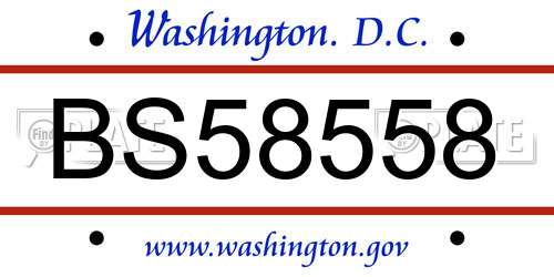BS58558 District Of Columbia License Plate