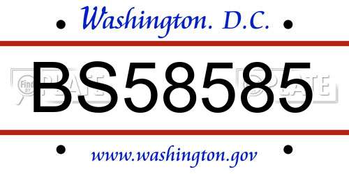 BS58585 District Of Columbia License Plate