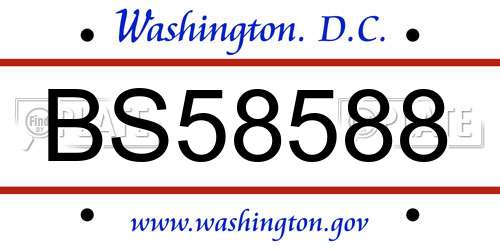 BS58588 District Of Columbia License Plate