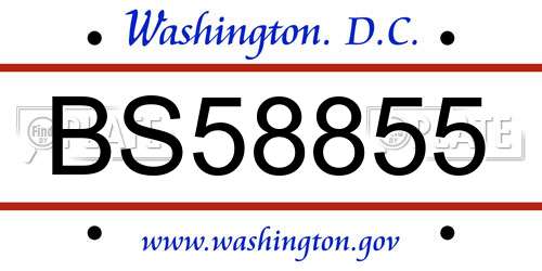 BS58855 District Of Columbia License Plate