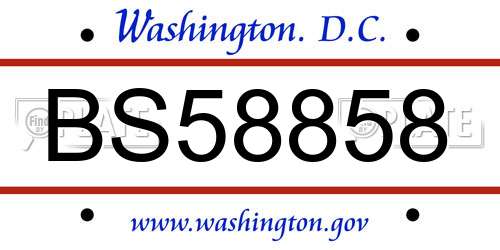 BS58858 District Of Columbia License Plate