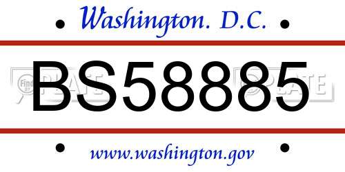 BS58885 District Of Columbia License Plate