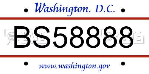 BS58888 District Of Columbia License Plate