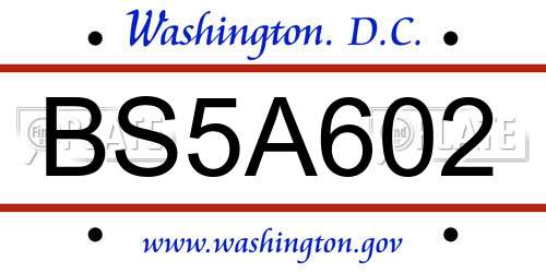BS5A602 District Of Columbia License Plate