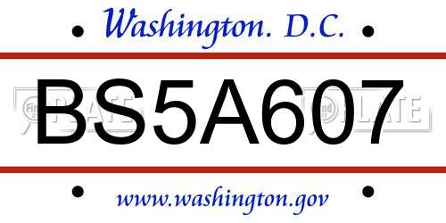 BS5A607 District Of Columbia License Plate
