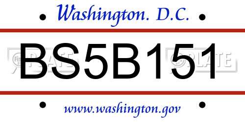 BS5B151 District Of Columbia License Plate