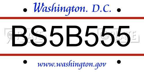 BS5B555 District Of Columbia License Plate