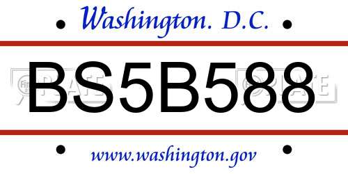 BS5B588 District Of Columbia License Plate