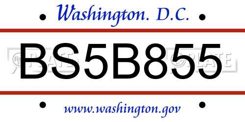 BS5B855 District Of Columbia License Plate