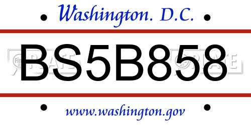 BS5B858 District Of Columbia License Plate