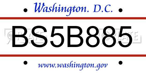 BS5B885 District Of Columbia License Plate