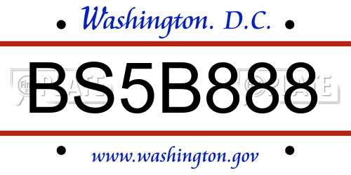 BS5B888 District Of Columbia License Plate