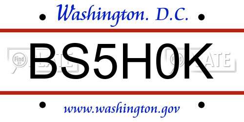 BS5H0K District Of Columbia License Plate